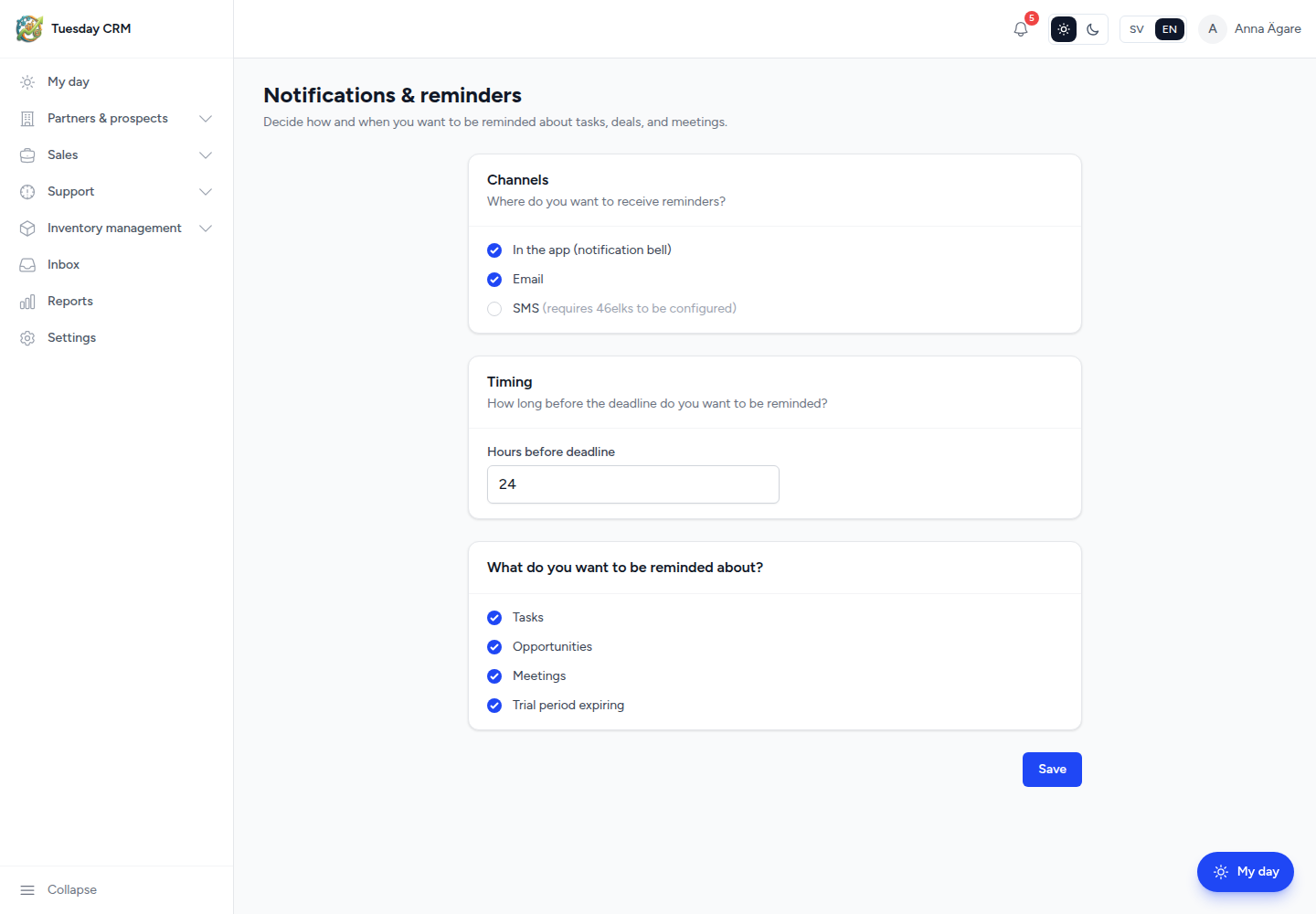 Notifications & reminders